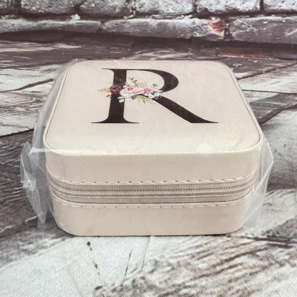 Christmas Gifts for Mom Initial Travel Jewelry Case Jewelry Box Jewelry Organize